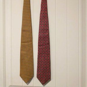 Two Brooks Geometric Pattern Brothers Ties- Yellow and Pink